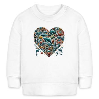 Animaux de la mer, Forme de cœur, Océan, Amour - Sweat bébé bio Stanley/Stella - blanc - Devant