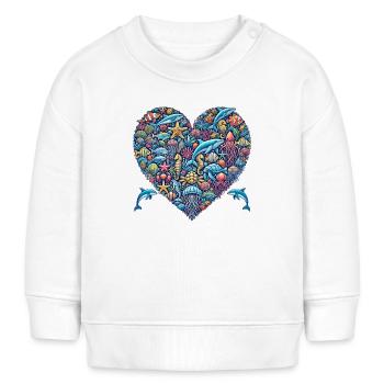 Animaux de la mer, Forme de cœur, Océan, Amour - Sweat bébé bio Stanley/Stella - blanc - Devant