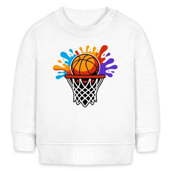 Rainbow Splash Basketballkorb - Baby Organic Sweatshirt Baby Changer von Stanley/Stella - Weiß - Vorne