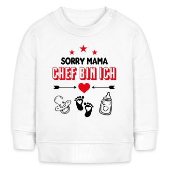 Mama Chef bin ich Babysprüche Lustig Nuckel Herz - Baby Organic Sweatshirt Baby Changer von Stanley/Stella - Weiß - Vorne