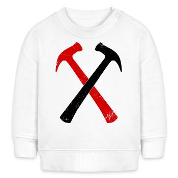 Zimmerer Hammer gekreuzt schwarz-rot - Baby Organic Sweatshirt Baby Changer von Stanley/Stella - Weiß - Vorne