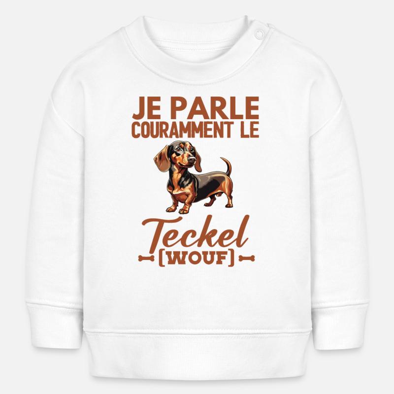 Je parle couramment le teckel wouf wouf - Sweat bébé bio Stanley/Stella - blanc