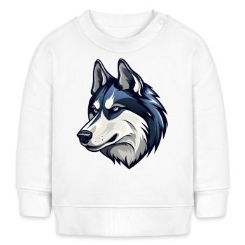Cooler Husky mit bösem Blick - Baby Organic Sweatshirt Baby Changer von Stanley/Stella - Weiß - Vorne