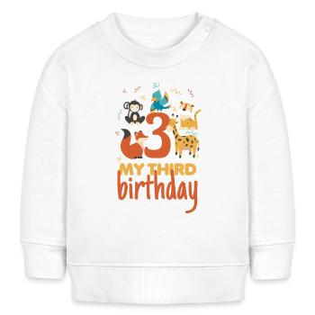 Mon troisième anniversaire - Mein dritter Geburtstag - Sweat bébé bio Stanley/Stella - blanc - Devant