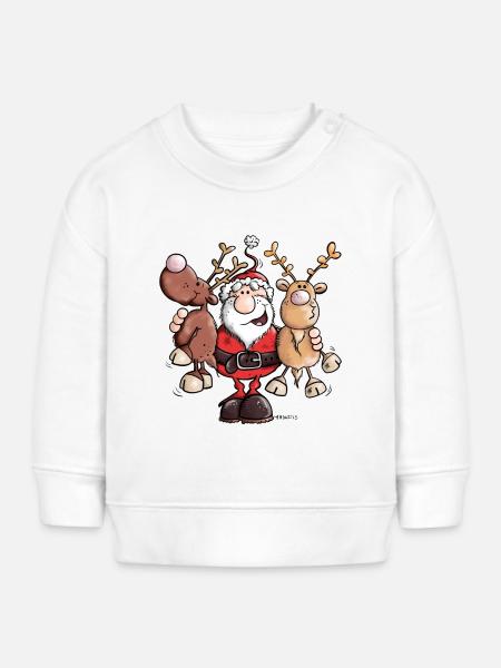 Weihnachtsmann umarmt Rentiere - Baby Organic Sweatshirt Baby Changer von Stanley/Stella - Weiß
