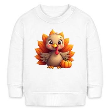 Bébé dinde de Thanksgiving - Sweat bébé bio Stanley/Stella - blanc - Devant