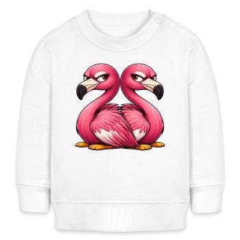 Cute Flamingo Cartoon Friendship Twins Fun - Baby Sweatshirt by Stanley/Stella - white - Front