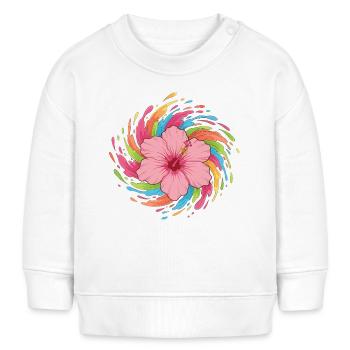 Hibiskus Farbwirbel - Baby Organic Sweatshirt Baby Changer von Stanley/Stella - Weiß - Vorne