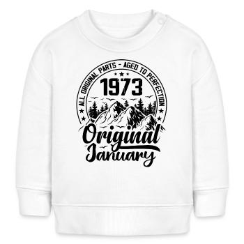 1973 Januar Original 51 Jahre altes Geburtstagsgeschenk - Baby Organic Sweatshirt Baby Changer von Stanley/Stella - Weiß - Vorne