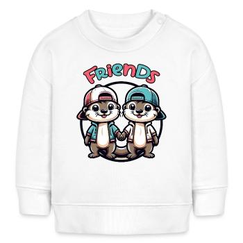 Deux copains loutres mignons copains pour toujours - Sweat bébé bio Stanley/Stella - blanc - Devant