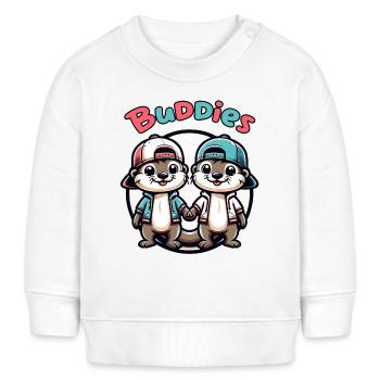 Deux copains loutres mignons copains pour toujours - Sweat bébé bio Stanley/Stella - blanc - Devant