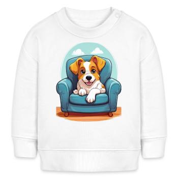 Niedlicher Hund entspannt im Sessel - Baby Organic Sweatshirt Baby Changer von Stanley/Stella - Weiß - Vorne