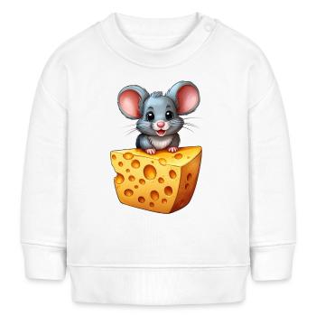 Une souris sur un morceau de fromage - Sweat bébé bio Stanley/Stella - blanc - Devant