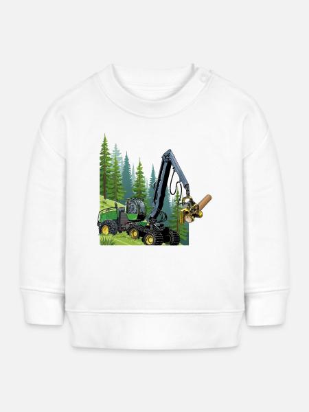Harvester, Holzvollernter im Wald - Baby Organic Sweatshirt Baby Changer von Stanley/Stella - Weiß