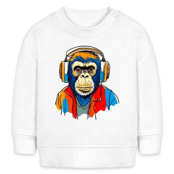 Monkey with headphones - Baby Sweatshirt by Stanley/Stella - white - Front
