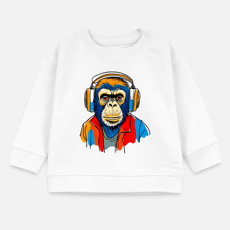 Singe avec casque Sweat bébé bio Stanley/Stella
