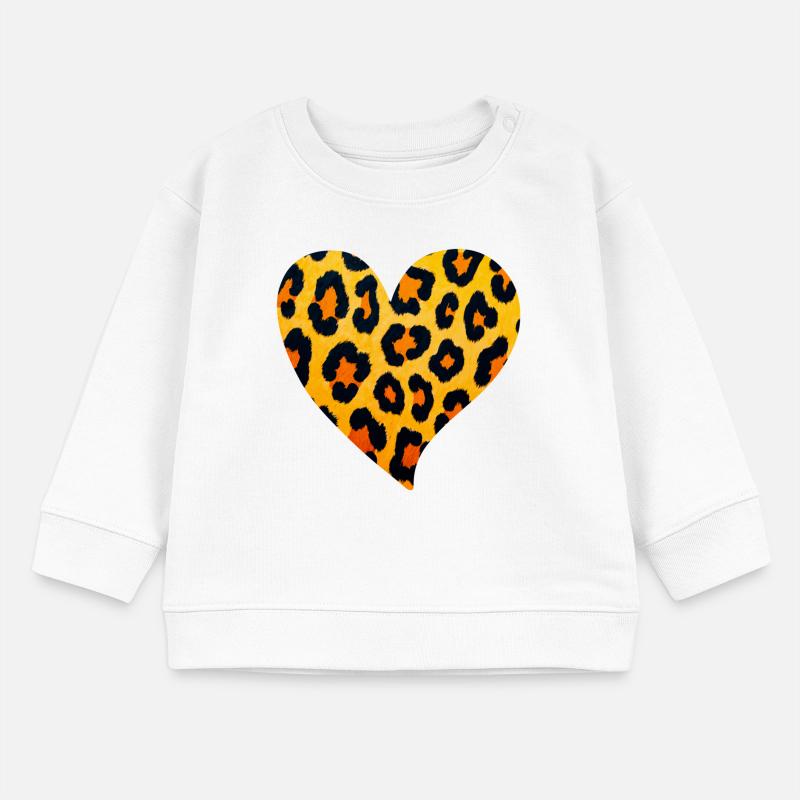 Leopard Herz Muster Baby Organic Sweatshirt Baby Changer von Stanley/Stella
