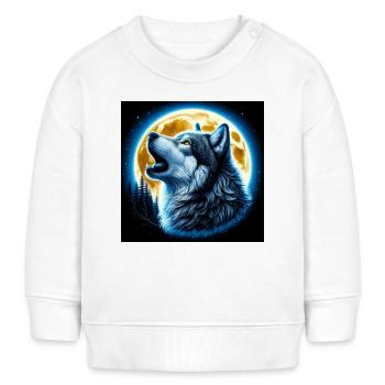 Wolf heult zum Vollmond - Baby Organic Sweatshirt Baby Changer von Stanley/Stella - Weiß - Vorne