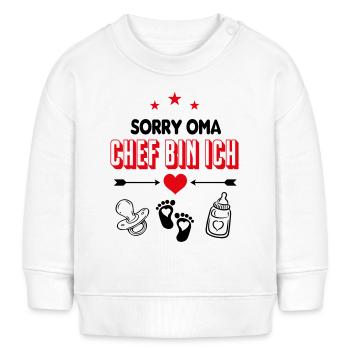 Oma Chef bin ich Babysprüche Lustig Familie - Baby Organic Sweatshirt Baby Changer von Stanley/Stella - Weiß - Vorne