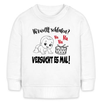 Baby Geschrei Nachtruhe Babysprüche ADAS - Baby Organic Sweatshirt Baby Changer von Stanley/Stella - Weiß - Vorne