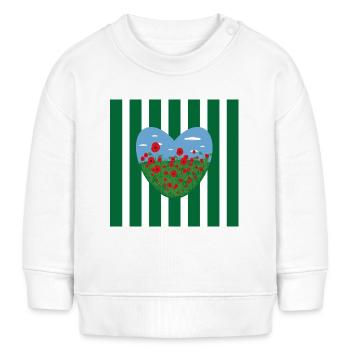 Herz Wiese mit vielen Blumen. - Baby Organic Sweatshirt Baby Changer von Stanley/Stella - Weiß - Vorne