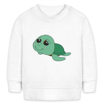 Kleine süße Schildkröte - Baby Organic Sweatshirt Baby Changer von Stanley/Stella - Weiß - Vorne