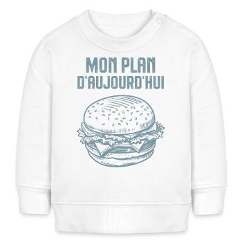 Mon plan d aujourd hui hamburger - Sweat bébé bio Stanley/Stella - blanc - Devant