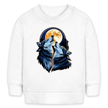Wölfe bei Vollmond - Baby Organic Sweatshirt Baby Changer von Stanley/Stella - Weiß - Vorne