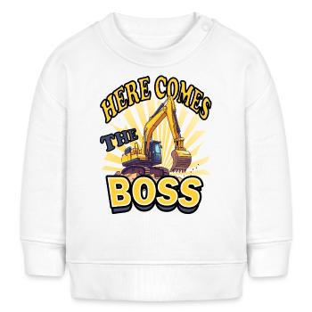 Excavator - children's construction vehicle on construction sites - Baby Sweatshirt by Stanley/Stella - white - Front