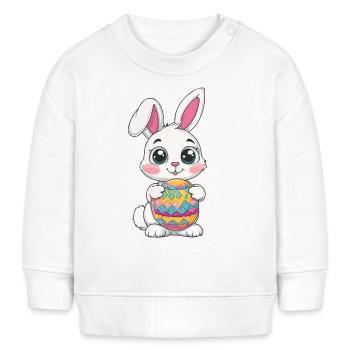 Lapin de Pâques mignon et câlin avec un œuf de Pâques coloré - Sweat bébé bio Stanley/Stella - blanc - Devant
