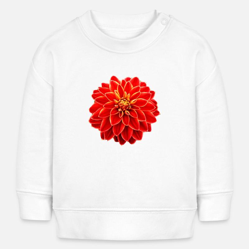 Dahlie rouge - Sweat bébé bio Stanley/Stella - blanc