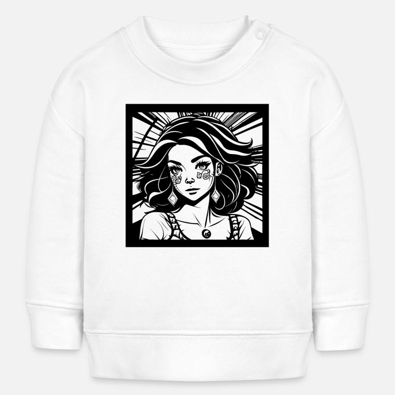 Fille de princesse hippie dans le style de bande dessinée Manga - Sweat bébé bio Stanley/Stella - blanc