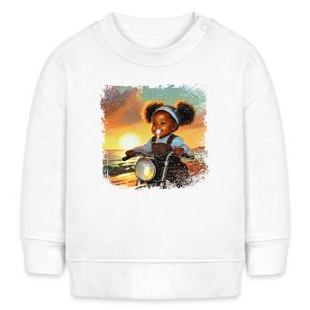 Bande dessinée de fille avec sucette - Sweat bébé bio Stanley/Stella - blanc - Devant