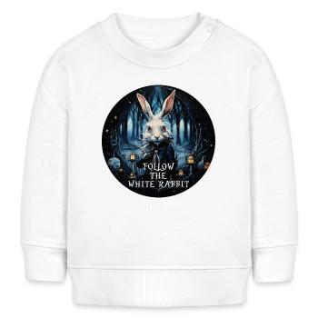 Kaninchen Alice im Wunderland FOLGEN SIE DEM WEISSEN - Baby Organic Sweatshirt Baby Changer von Stanley/Stella - Weiß - Vorne