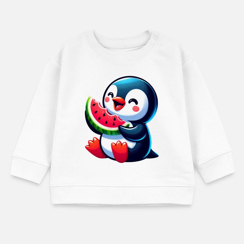 mignon pingouin melon pastèque dessin animé d’été Sweat bébé bio Stanley/Stella