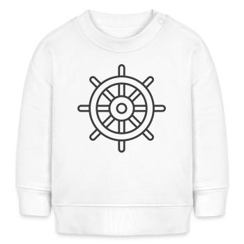 Ship Wheel Icon – Nautical Line Art Style - Baby Sweatshirt by Stanley/Stella - white - Front