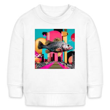 Poisson flottant, collage créatif - Sweat bébé bio Stanley/Stella - blanc - Devant