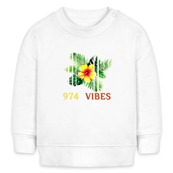Tropischer Hibiskus 974 Vibes - Baby Organic Sweatshirt Baby Changer von Stanley/Stella - Weiß - Vorne