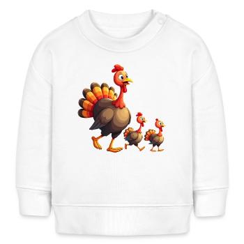 Bébé dinde de Thanksgiving - Sweat bébé bio Stanley/Stella - blanc - Devant