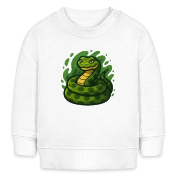 Grüne Cartoon Anakonda Schlange in Wave Swell - Baby Organic Sweatshirt Baby Changer von Stanley/Stella - Weiß - Vorne