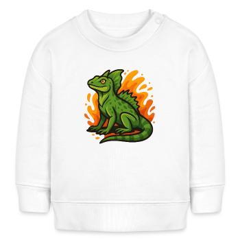 Lézard basilic vert avec fond flamboyant - Sweat bébé bio Stanley/Stella - blanc - Devant