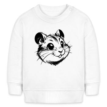 Knuffiger Hamster mit fröhlichen lebhaften Augen - Baby Organic Sweatshirt Baby Changer von Stanley/Stella - Weiß - Vorne