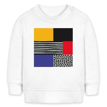 Scandi Art: Abstrakte Geometrie in Rot Blau Orange - Baby Organic Sweatshirt Baby Changer von Stanley/Stella - Weiß - Vorne