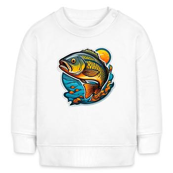 Koi flamboyante sur vague et soleil - Sweat bébé bio Stanley/Stella - blanc - Devant