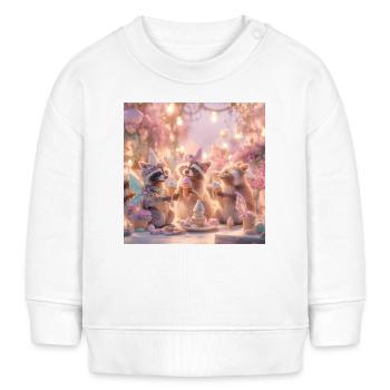 Märchenwald Waschbär Fest - Baby Organic Sweatshirt Baby Changer von Stanley/Stella - Weiß - Vorne
