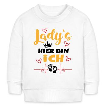 Ladys Hier bin ich König Babysprüche Herz Krone - Baby Organic Sweatshirt Baby Changer von Stanley/Stella - Weiß - Vorne