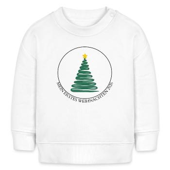 Mein erstes Weihnachten 2026 Baby Weihnachtsbaum - Baby Organic Sweatshirt Baby Changer von Stanley/Stella - Weiß - Vorne