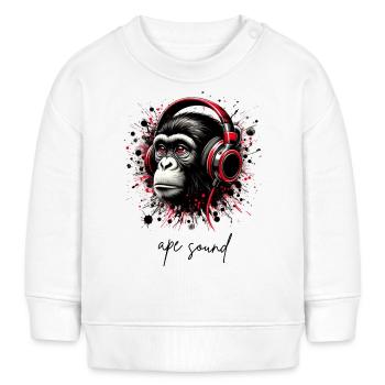 Affenkopf mit roten Kopfhörern - Moderne Kunst - Baby Organic Sweatshirt Baby Changer von Stanley/Stella - Weiß - Vorne
