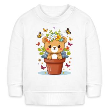 Ours en peluche mignon dans un pot de fleurs - Sweat bébé bio Stanley/Stella - blanc - Devant