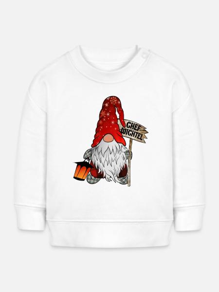 Chef Wichtel Weihnachts Gnom - Baby Organic Sweatshirt Baby Changer von Stanley/Stella - Weiß